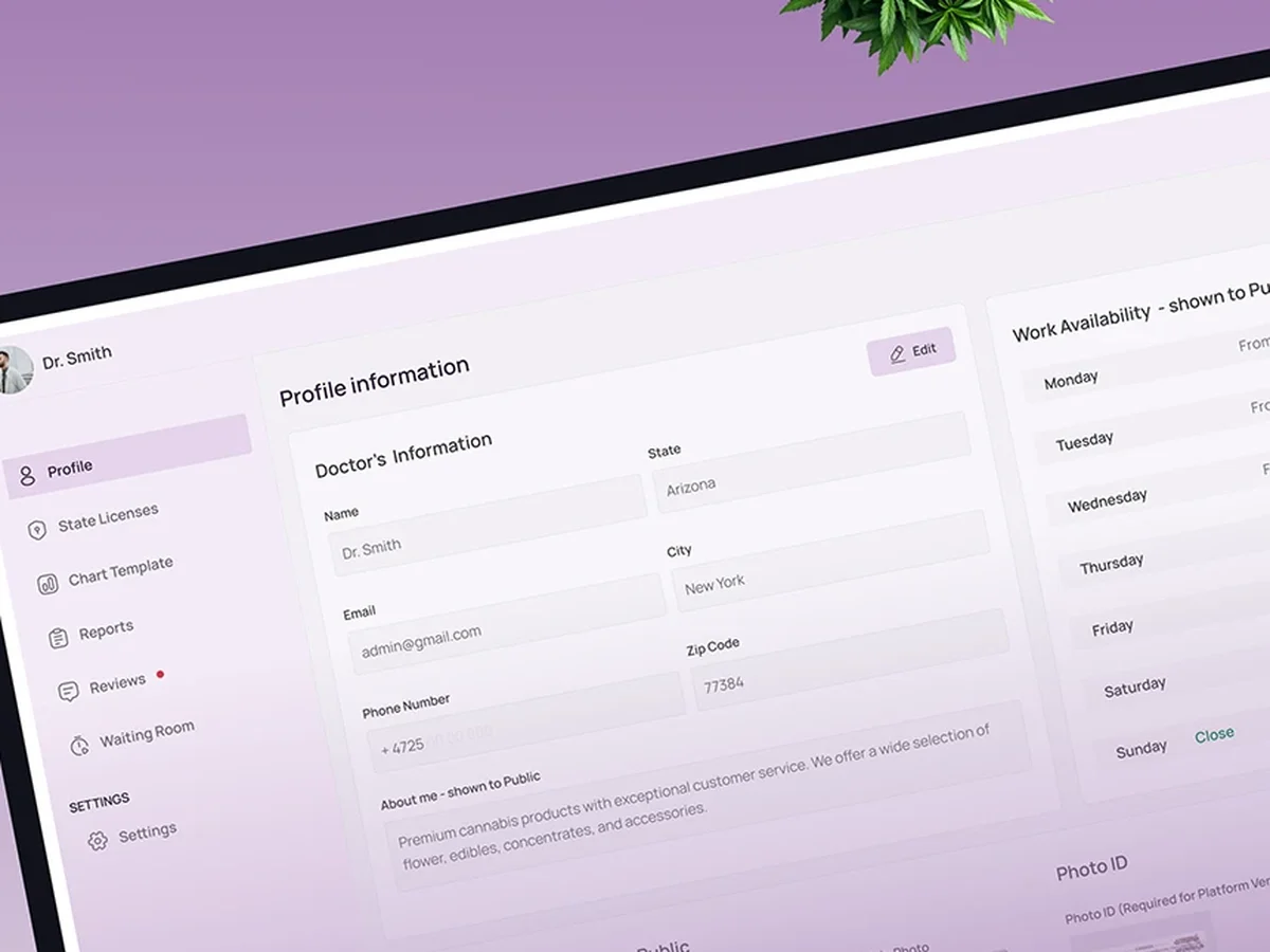 HD Clinic platform on a tablet